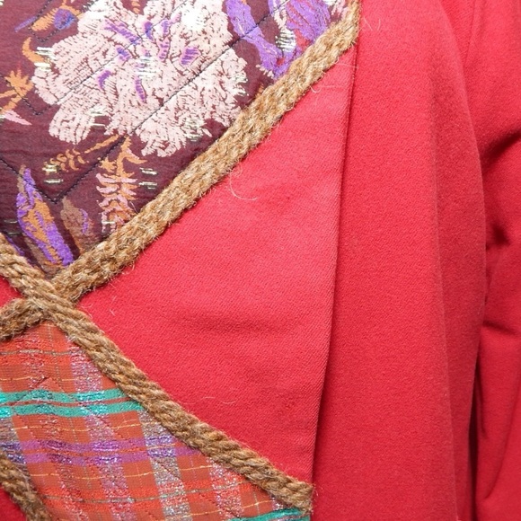 KOOS Van Den Akker Vintage 80s Jacket Wool Art To Wear Patchwork Red Size 8 - Picture 13 of 13